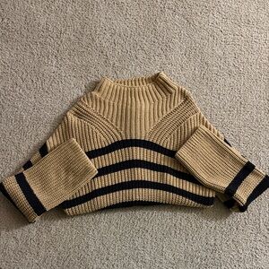 Old Navy Tan and Black Striped Turtleneck Sweater